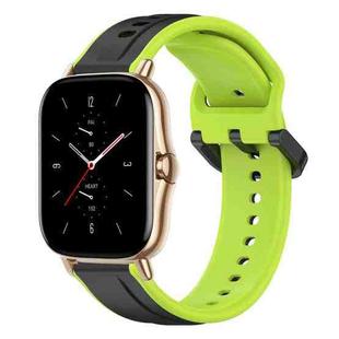 For Amazfit GTS 2 20mm Convex Loop Two-Color Silicone Watch Band(Black+Lime)