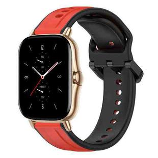 For Amazfit GTS 2 20mm Convex Loop Two-Color Silicone Watch Band(Red+Black)