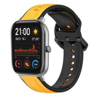 For Amazfit GTS 20mm Convex Loop Two-Color Silicone Watch Band(Yellow+Black)