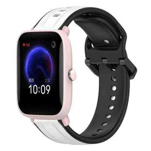 For Amazfit Pop Pro 20mm Convex Loop Two-Color Silicone Watch Band(White+Black)