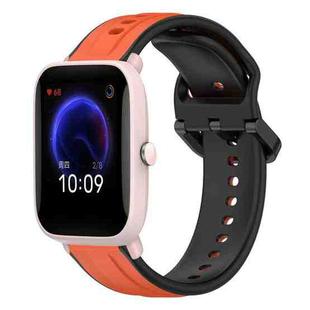 For Amazfit Pop Pro 20mm Convex Loop Two-Color Silicone Watch Band(Orange+Black)