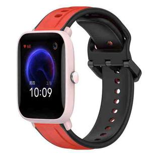 For Amazfit Pop Pro 20mm Convex Loop Two-Color Silicone Watch Band(Red+Black)