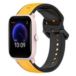 For Amazfit Pop Pro 20mm Convex Loop Two-Color Silicone Watch Band(Yellow+Black)