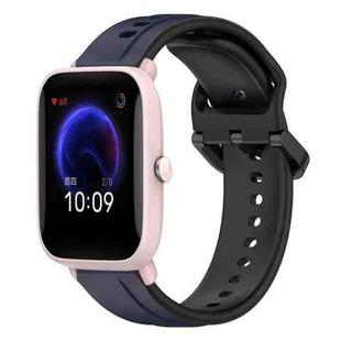 For Amazfit Pop Pro 20mm Convex Loop Two-Color Silicone Watch Band(Midnight Blue + Black)