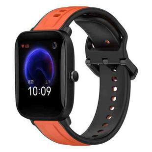 For Amazfit Pop 20mm Convex Loop Two-Color Silicone Watch Band(Orange+Black)