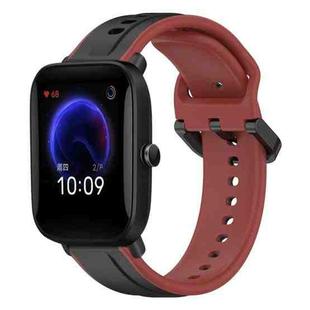 For Amazfit Pop 20mm Convex Loop Two-Color Silicone Watch Band(Black+Red)