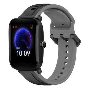 For Amazfit Pop 20mm Convex Loop Two-Color Silicone Watch Band(Black+Grey)