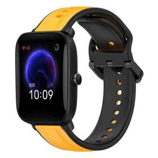 For Amazfit Pop 20mm Convex Loop Two-Color Silicone Watch Band(Yellow+Black)