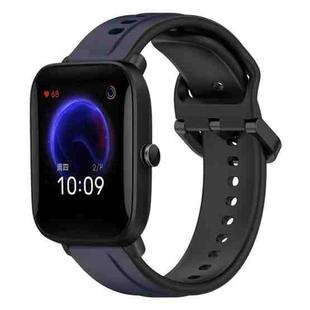 For Amazfit Pop 20mm Convex Loop Two-Color Silicone Watch Band(Midnight Blue + Black)