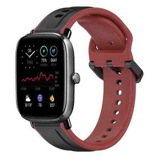 For Amazfit GTS 4 Mini 20mm Convex Loop Two-Color Silicone Watch Band(Black+Red)