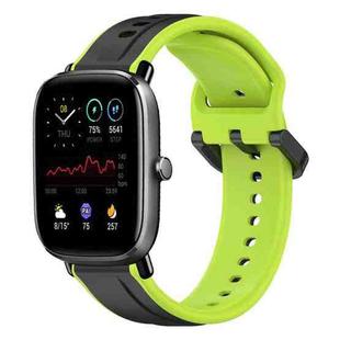 For Amazfit GTS 4 Mini 20mm Convex Loop Two-Color Silicone Watch Band(Black+Lime)