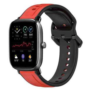 For Amazfit GTS 4 Mini 20mm Convex Loop Two-Color Silicone Watch Band(Red+Black)