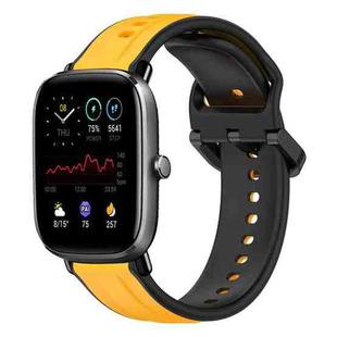 For Amazfit GTS 4 Mini 20mm Convex Loop Two-Color Silicone Watch Band(Yellow+Black)