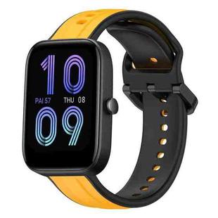 For Amazfit Bip 3 20mm Convex Loop Two-Color Silicone Watch Band(Yellow+Black)