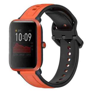 For Amazfit Bip 1S 20mm Convex Loop Two-Color Silicone Watch Band(Orange+Black)