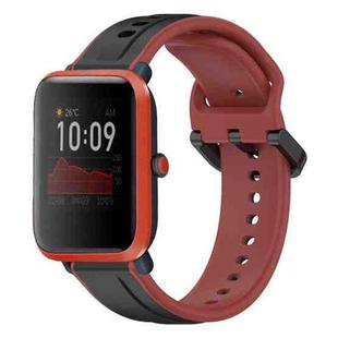 For Amazfit Bip 1S 20mm Convex Loop Two-Color Silicone Watch Band(Black+Red)
