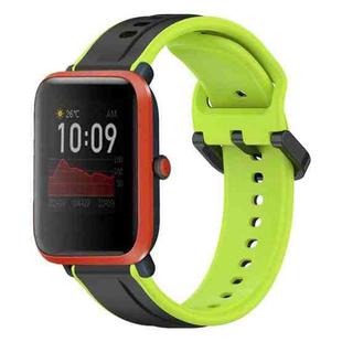 For Amazfit Bip 1S 20mm Convex Loop Two-Color Silicone Watch Band(Black+Lime)