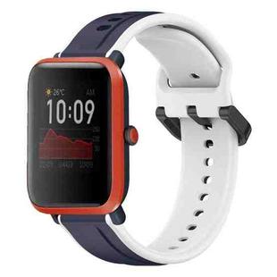 For Amazfit Bip 1S 20mm Convex Loop Two-Color Silicone Watch Band(Midnight Blue + White)