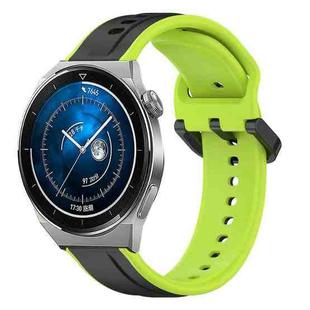 For Huawei Watch GT3 Pro 43mm 20mm Convex Loop Two-Color Silicone Watch Band(Black+Lime)