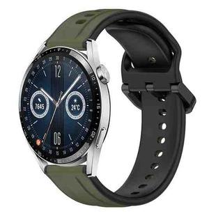 For Huawei Watch GT3 42mm 20mm Convex Loop Two-Color Silicone Watch Band(Dark Green+Black)