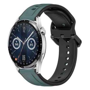 For Huawei Watch GT3 42mm 20mm Convex Loop Two-Color Silicone Watch Band(Olive Green + Black)