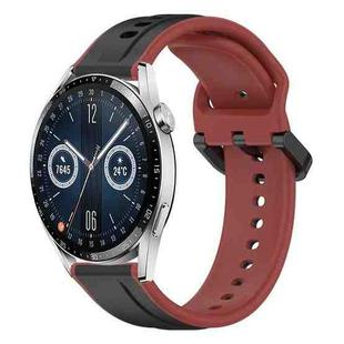 For Huawei Watch GT3 42mm 20mm Convex Loop Two-Color Silicone Watch Band(Black+Red)