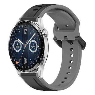 For Huawei Watch GT3 42mm 20mm Convex Loop Two-Color Silicone Watch Band(Black+Grey)