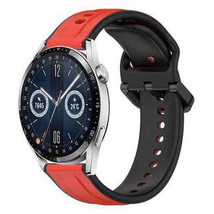 For Huawei Watch GT3 42mm 20mm Convex Loop Two-Color Silicone Watch Band(Red+Black)