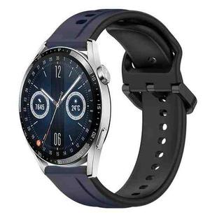 For Huawei Watch GT3 42mm 20mm Convex Loop Two-Color Silicone Watch Band(Midnight Blue+Black)