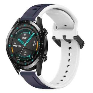 For Huawei Watch GT2 42mm 20mm Convex Loop Two-Color Silicone Watch Band(Midnight Blue+White)