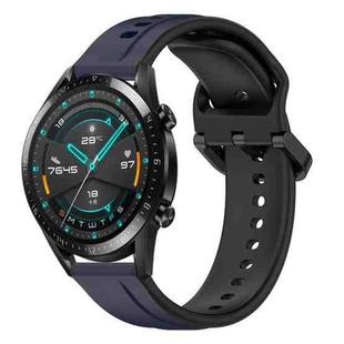 For Huawei Watch GT2 42mm 20mm Convex Loop Two-Color Silicone Watch Band(Midnight Blue+Black)