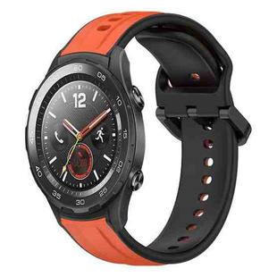 For Huawei Watch 2 20mm Convex Loop Two-Color Silicone Watch Band(Orange+Black)