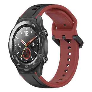 For Huawei Watch 2 20mm Convex Loop Two-Color Silicone Watch Band(Black+Red)