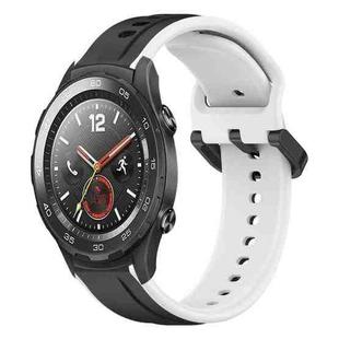 For Huawei Watch 2 20mm Convex Loop Two-Color Silicone Watch Band(Black+White)