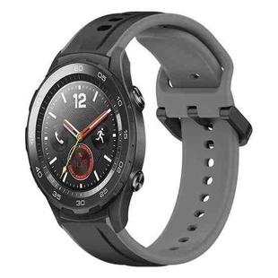 For Huawei Watch 2 20mm Convex Loop Two-Color Silicone Watch Band(Black+Grey)