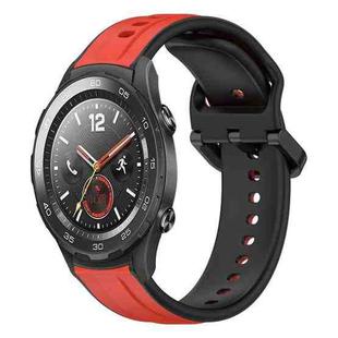 For Huawei Watch 2 20mm Convex Loop Two-Color Silicone Watch Band(Red+Black)