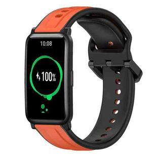 For Honor Watch ES 20mm Convex Loop Two-Color Silicone Watch Band(Orange+Black)