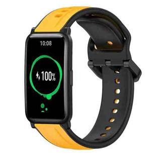 For Honor Watch ES 20mm Convex Loop Two-Color Silicone Watch Band(Yellow+Black)