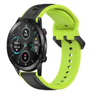 For Honor MagicWatch2 42mm 20mm Convex Loop Two-Color Silicone Watch Band(Black+Lime)