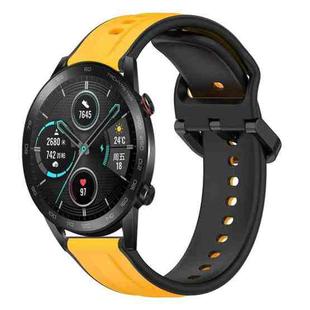 For Honor MagicWatch2 42mm 20mm Convex Loop Two-Color Silicone Watch Band(Yellow+Black)