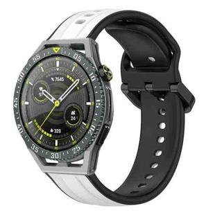 For Huawei Watch GT3 SE 22mm Convex Loop Two-Color Silicone Watch Band(White+Black)