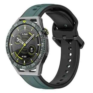 For Huawei Watch GT3 SE 22mm Convex Loop Two-Color Silicone Watch Band(Olive Green + Black)