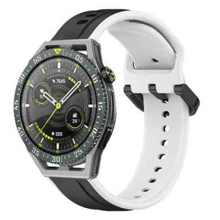 For Huawei Watch GT3 SE 22mm Convex Loop Two-Color Silicone Watch Band(Black+White)