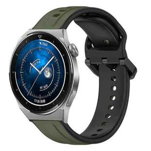 For Huawei Watch GT3 Pro 46mm 22mm Convex Loop Two-Color Silicone Watch Band(Dark Green+Black)