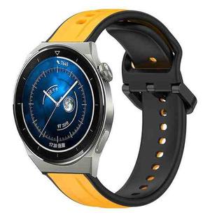 For Huawei Watch GT3 Pro 46mm 22mm Convex Loop Two-Color Silicone Watch Band(Yellow+Black)