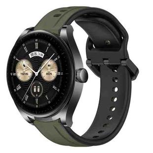 For Huawei Watch Buds 22mm Convex Loop Two-Color Silicone Watch Band(Dark Green+Black)