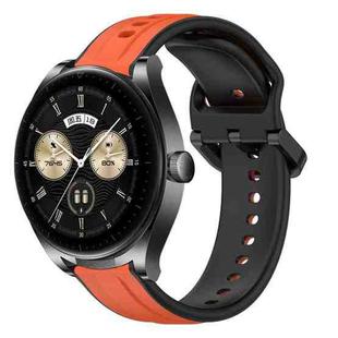 For Huawei Watch Buds 22mm Convex Loop Two-Color Silicone Watch Band(Orange+Black)