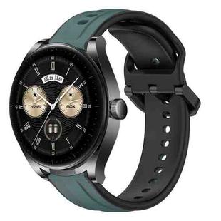 For Huawei Watch Buds 22mm Convex Loop Two-Color Silicone Watch Band(Olive Green + Black)