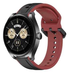 For Huawei Watch Buds 22mm Convex Loop Two-Color Silicone Watch Band(Black+Red)