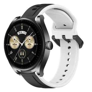 For Huawei Watch Buds 22mm Convex Loop Two-Color Silicone Watch Band(Black+White)